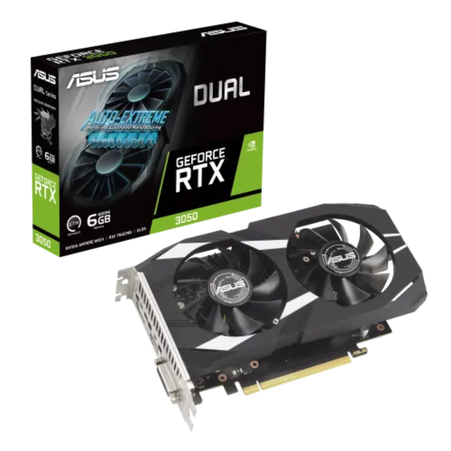ASUS DUAL RTX3050-O6G, NVIDIA RTX 3050 6GB GDDR6, PCI EXPRESS 4.0 GRAPHICS CARD